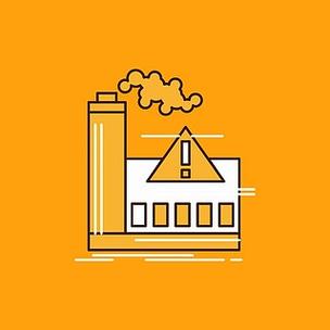 污染,工厂,空气,警报,行业扁线填充的图标在黄色背景的ui和ux,网站或
